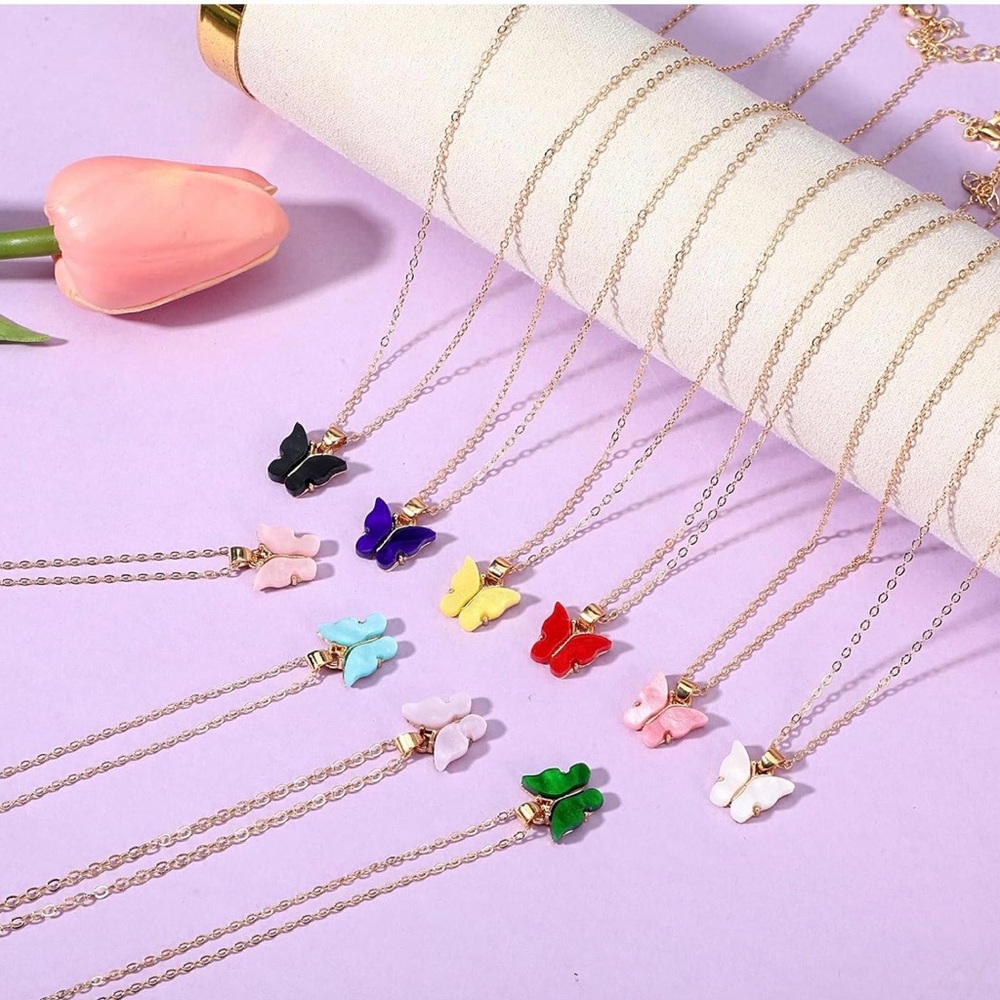 CHOICE OF COLOR Butterfly Pendant Necklace - Picture 4 of 7